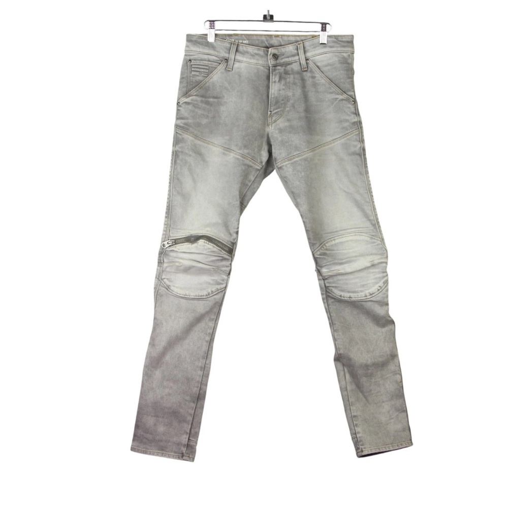 G Star Raw Jeans 5620 3D Zip Knee Super Slim Biker Pants Mens 31x32 Gray Y2K